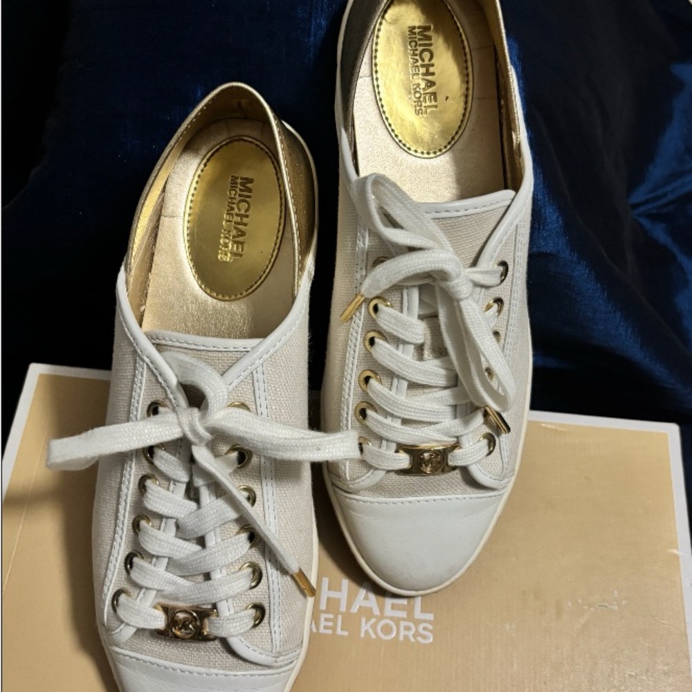 Michael Kors White and Gold Women's Sneakers
